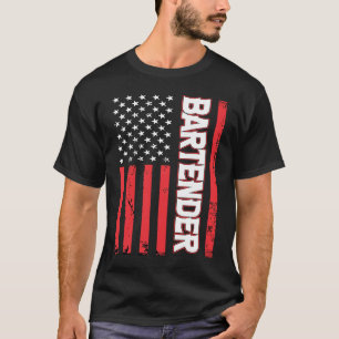 Bartender American Flag Bartending T-Shirt