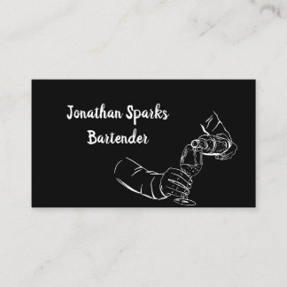 Bartender Bar Club Modern Black & White Business Card