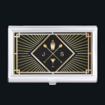 Bartender Bar Club Modern Gold Art Deco Business Card Holder<br><div class="desc">Bartender Bar Club Modern Gold Art Deco Business Card Holder.</div>