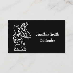 Bartender Black & White Modern Business Card