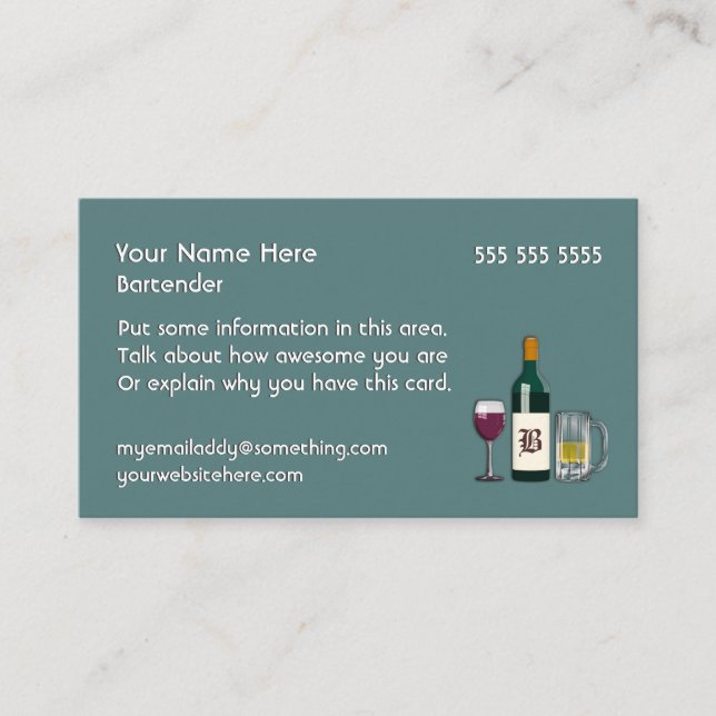 Bartender Blue Business Card (Front)