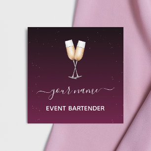 Bartender Burgundy Night Sky Stars Cosmic Galaxy Square Business Card