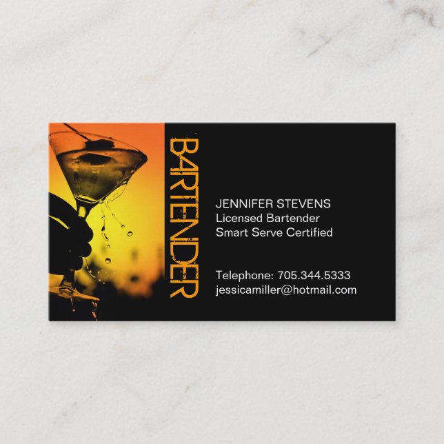 Bartender Business Card (Front)