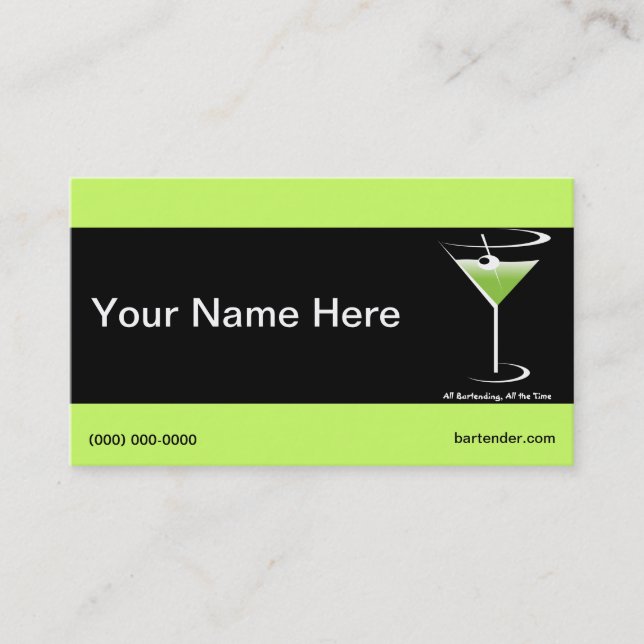 Bartender Business Card Martini Glasses (Front)
