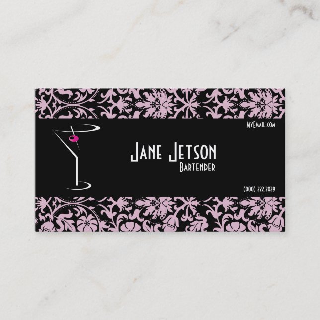 Bartender Business Cards Template Martini (Front)