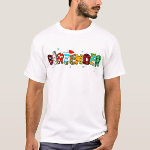 Bartender Christmas Stethoscope Bartender Merry Ch T-Shirt