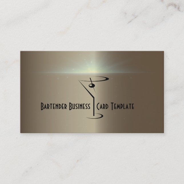 Bartender Cocktail Logo Template Martini Business Card (Front)