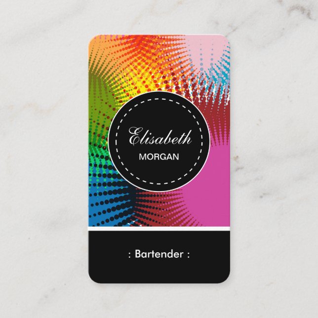 Bartender- Colourful Abstract Pattern Business Card (Front)
