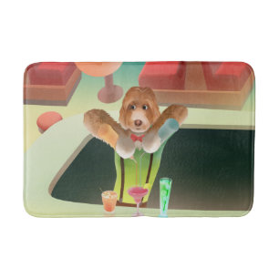 Bartender Dog: Neon Bar & Cocktail Mixology Bath Mat
