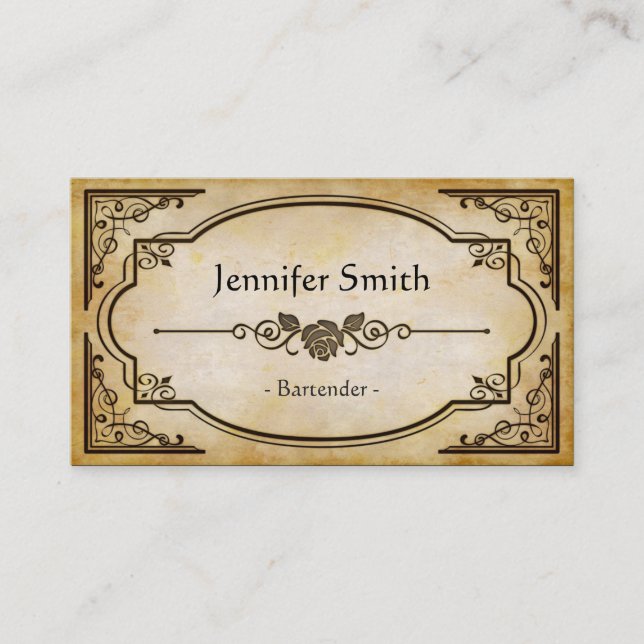 Bartender - Elegant Vintage Antique Business Card (Front)