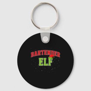 Bartender Elf Christmas Family Matching Group Xmas Key Ring
