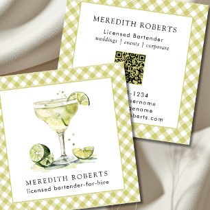 Bartender for Hire Margarita Cocktail Square Business Card