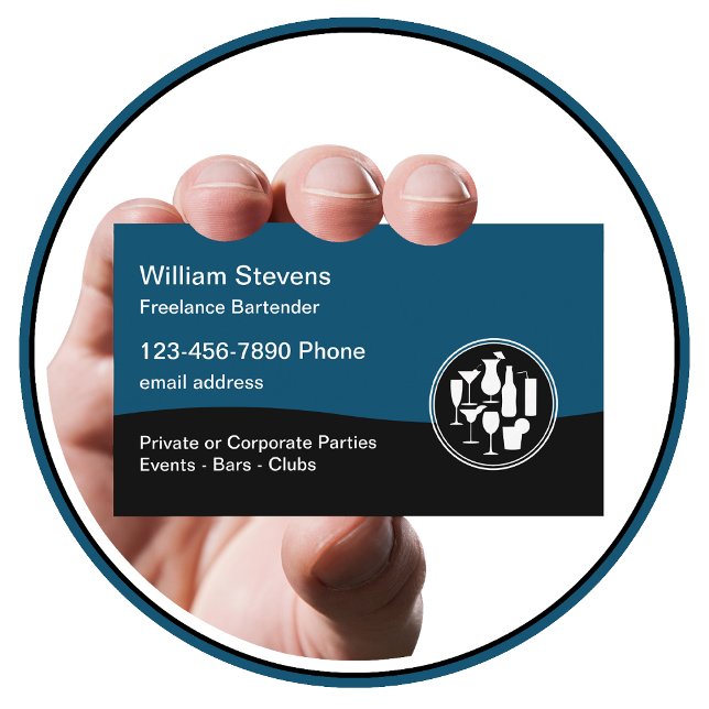 Bartender For Hire Modern Business Cards (Creator Uploaded)