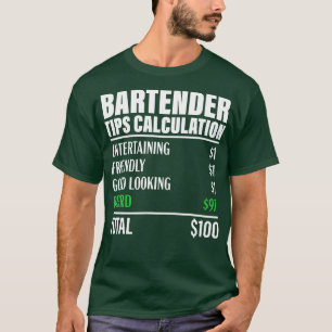 Bartender Funny Beard ips Calculation Bartending T-Shirt