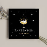 Bartender Glamourous Cocktail Funny Champagne Girl Square Business Card<br><div class="desc">These beautiful business cards would be perfect for bartender/waiter or any other occupation of your choice. Easily add your own name by clicking on the "personalise this template" option. If you have any design related questions/requests,  please do not hesitate to contact us.</div>