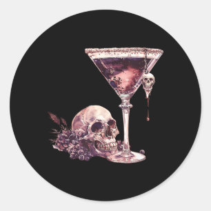 Bartender Halloween Martini Glass Skull Mixologist Classic Round Sticker