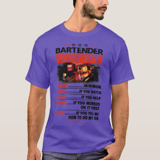 Bartender Hourly Rate Stickers T-Shirt