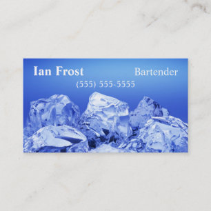 Bartender Ice Cube Business Cards - Pale Blue Back