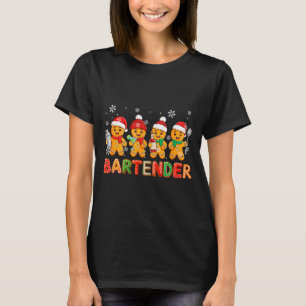 Bartender Job Group Santa Gingerbreads Xmas Cookie T-Shirt