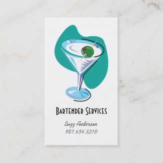 bartender martini glass_teal business card
