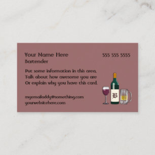 Bartender Mauve Business Card