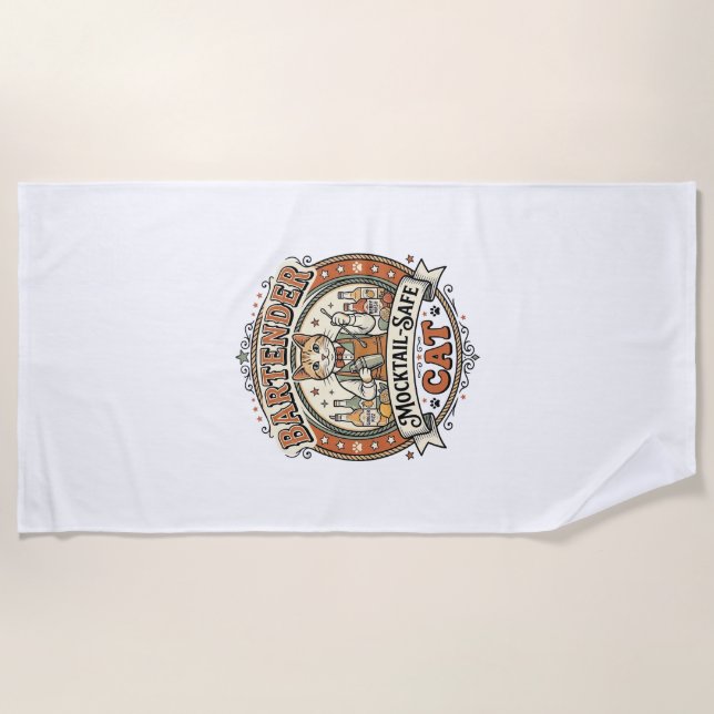 Bartender Mocktail-Safe Cat Bartender Mocktail-Saf Beach Towel (Front)