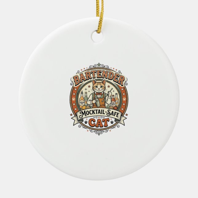 Bartender Mocktail-Safe Cat Bartender Mocktail-Saf Ceramic Ornament (Front)