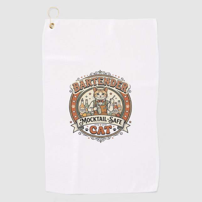 Bartender Mocktail-Safe Cat Bartender Mocktail-Saf Golf Towel (Front)