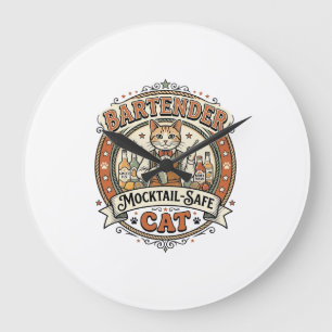Bartender Mocktail-Safe Cat Bartender Mocktail-Saf Large Clock