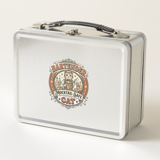 Bartender Mocktail-Safe Cat Bartender Mocktail-Saf Metal Lunch Box (Front)