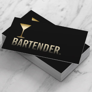 Bartender Modern Gold Martini Glass Bar Business Card