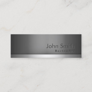 Bartender Modern Metal Background Mini Business Card