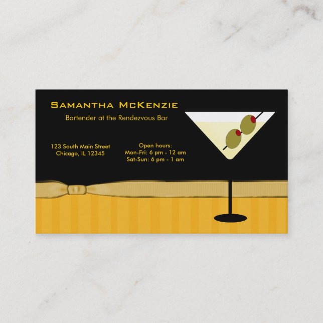 Bartender/Owner Bar Business Card (Front)