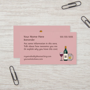 Bartender Pink Business Card
