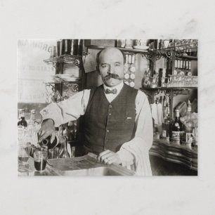 Bartender Pouring Drink, 1910 Postcard