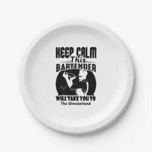 Bartender Shirt - Keep Calm This Bartender T shirt Paper Plate