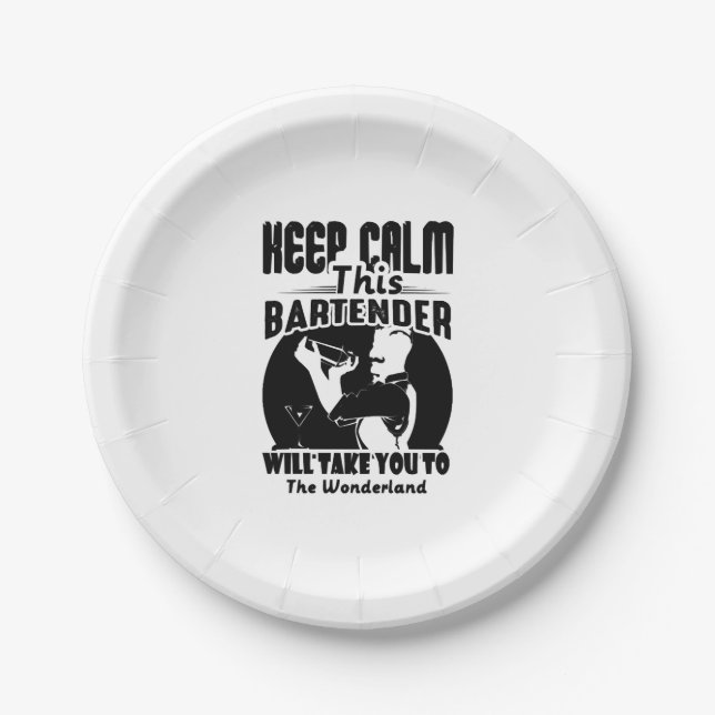 Bartender Shirt - Keep Calm This Bartender T shirt Paper Plate (Front)