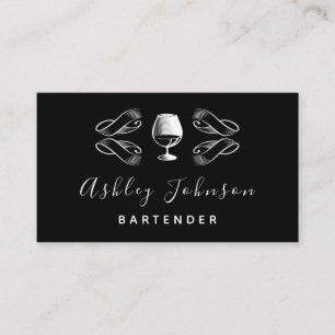 Bartender Sommelier Tropical Cocktail Black& White Business Card
