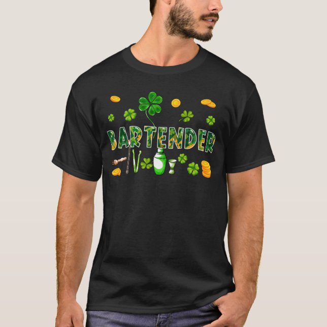Bartender St Patrick s Day Costume C Matching Fami T-Shirt (Front)