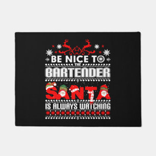 Bartender Ugly Christmas Sweater Gift Funny Barten Doormat