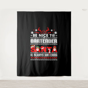 Bartender Ugly Christmas Sweater Gift Funny Barten Tapestry