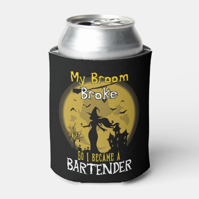 Bartender Witch Halloween Can Cooler (Can Front)