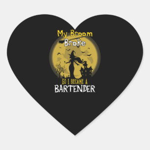Bartender Witch Halloween Heart Sticker