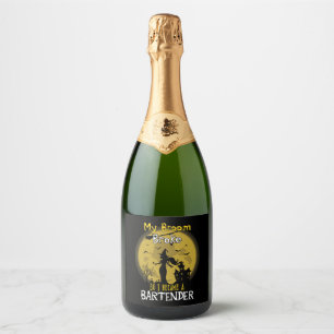 Bartender Witch Halloween Sparkling Wine Label