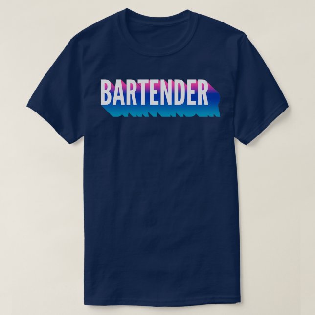 Bartender With Long Gradient Shadow T-Shirt (Design Front)