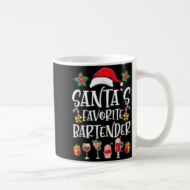 Bartender Xmas Gift Santa's Favorite Bartender Chr Coffee Mug (Right)
