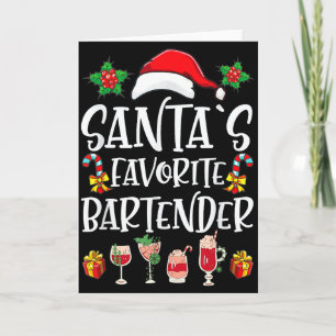 Bartender Xmas Gift Santa's Favourite Bartender Ch Card