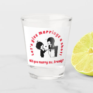 Bartenders in Love Marriage Proposal Custom Shot Glass