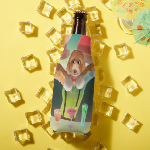 Bartending Dog in Retro Bar Bottle Cooler