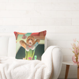 Bartending Dog in Retro Bar Cushion